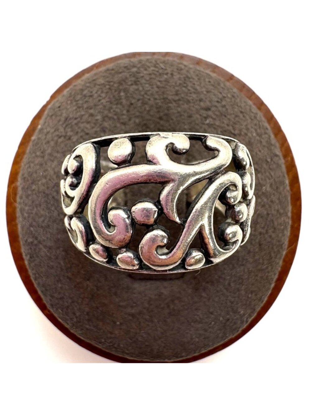 Scroll Design Tapered Band VTG Solid Sterling Silver 925 Ring Size 5.75